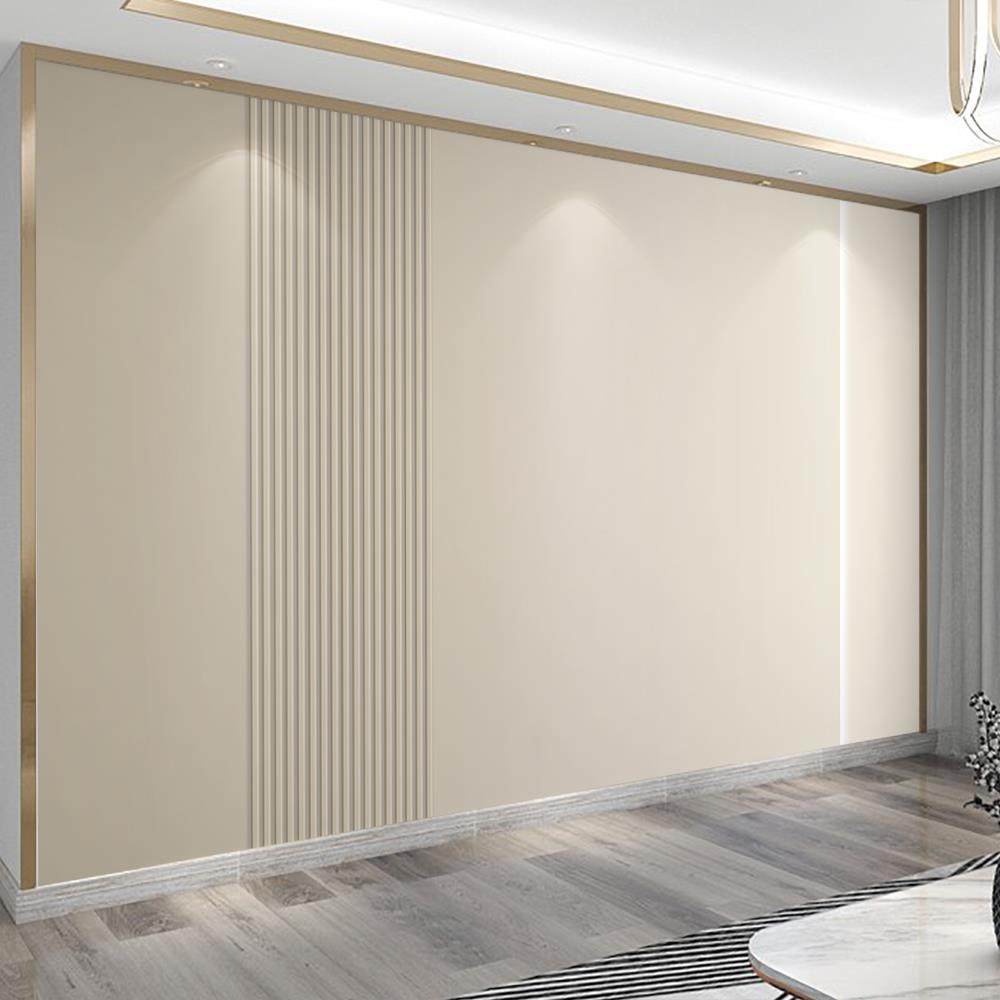 简约电视背景墙壁画影视墙3D立体格栅壁布沙发墙纸客厅墙布奶油风