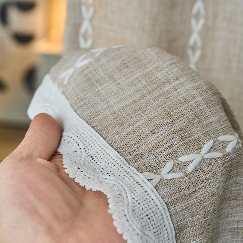 日系不透加厚棉麻门帘半帘短帘免打孔隔断帘布艺家用卧室厨房家居