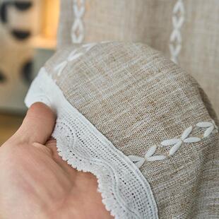 日系不透加厚棉麻门帘半帘短帘免打孔隔断帘布艺家用卧室厨房家居