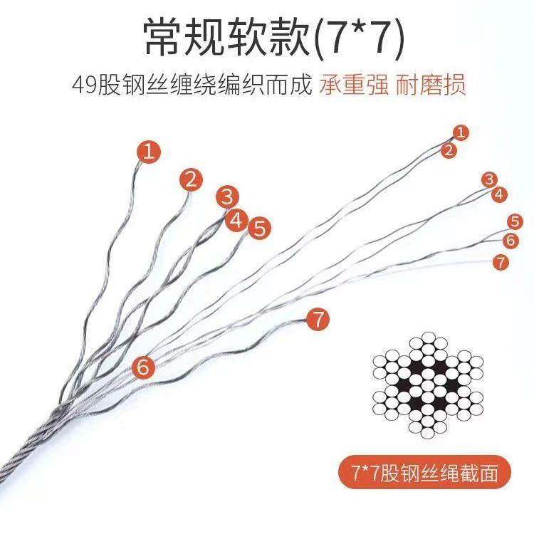细钢丝绳不锈钢钓鱼钢丝线吊灯穿首饰帘子挂牌子拉线绑圈套拉线绳