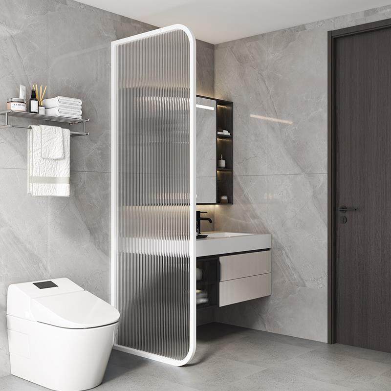 卫生洗手间台盆隔断防水挡板半墙铝合金马桶浴室干湿分离玻璃屏风