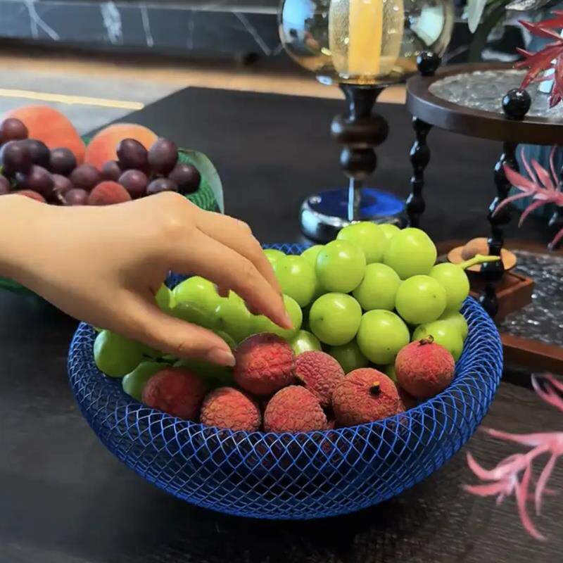 铁艺丝网水果篮创意手工客厅家用高颜值零食干果摆放盘水果收纳筐