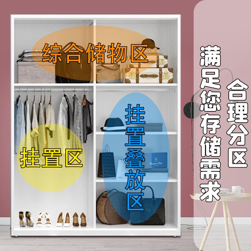 铁皮衣柜钢制家用卧室推拉门儿童印花衣柜带锁大容量收纳储物柜子