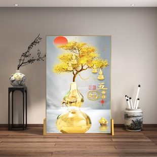 简约现代轻奢入户玄关门酒店卧室遮挡移动铝合金实木座屏风隔断墙