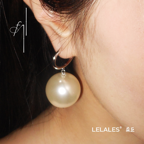 LELALES桑丘 椭圆天然珍珠耳环 原创设计925银耳环通勤碳酸同款