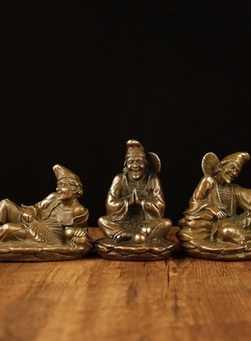 仿古铜济公摆件济公活佛降龙罗汉李修缘道济和尚家用佛像工艺品