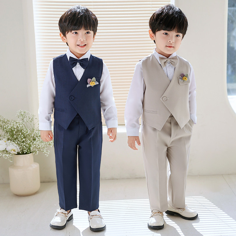 儿童西装套装马甲男孩钢琴演出服帅气主持人比赛表演花童婚礼服