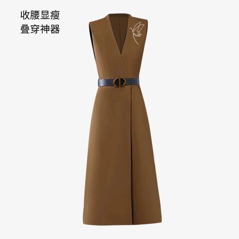 高级感无袖马甲连衣裙秋冬中长款叠穿背心裙收腰过膝内搭长裙7624图片
