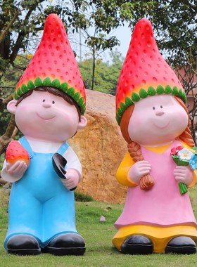 户外卡通人物摆件学校幼儿园娃娃装饰造景园林玻璃钢雕塑景观小品