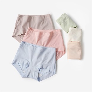 A类 款 女士中腰内裤 四季 双层内裆弹力三角底裤 60支长绒棉