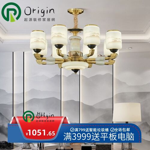 全铜实木客厅餐厅吊灯禅意新中式中国风别墅豪宅自建房楼中楼挑空