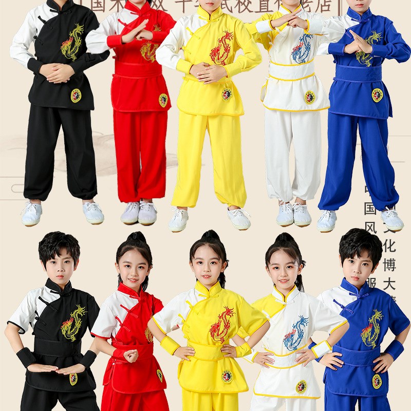 儿童武术服练功服男女童短袖纯棉功夫服装中国风幼儿太极表演服装图片