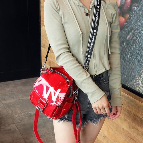 字母果冻双肩包女2024新款韩版休闲单肩包多用背包百搭斜挎包小包
