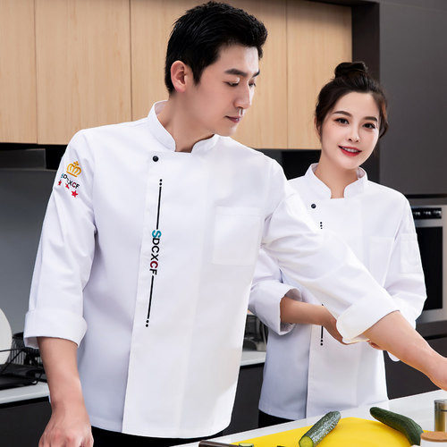 防水防油餐饮厨师服男长袖秋冬饭店食堂酒店后厨房女服装定制