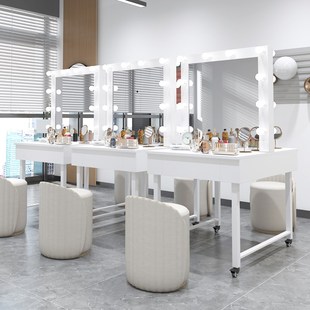 学校带抽屉双面专业化妆镜 影楼带灯化妆桌 工作室剧组带轮化妆台