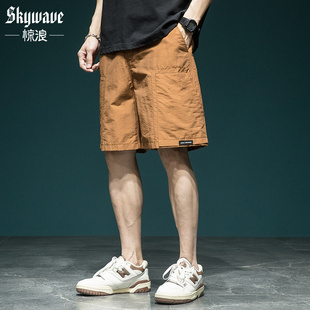 中裤 速干运动裤 休Q闲五分裤 美式 工装 男宽松大码 薄款 潮牌冰丝短裤
