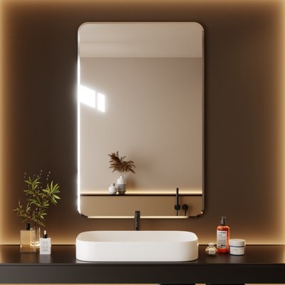 浴室镜子卫生间挂墙式免r打孔贴墙自粘学生宿舍洗手台盆玻璃化妆