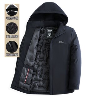 冬装爸爸夹棉加厚男士羽绒棉服休闲防H寒棉袄保暖外套中老年人棉