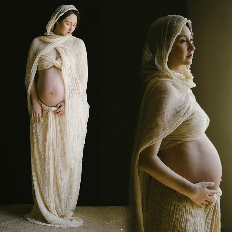 影楼新款法式高端精致超绝美连衣裙复古风孕妈咪大肚照写真在家拍