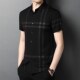 上 衬衫 新款 夏季 冰丝半袖 格子短袖 薄v款 商务衬衣休闲男装 男士 韩版