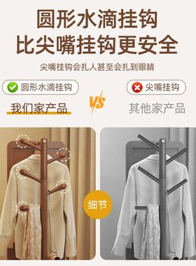 可旋转钢化实木全身镜子卧室衣帽间F挂衣架穿衣镜一体W多功能落地