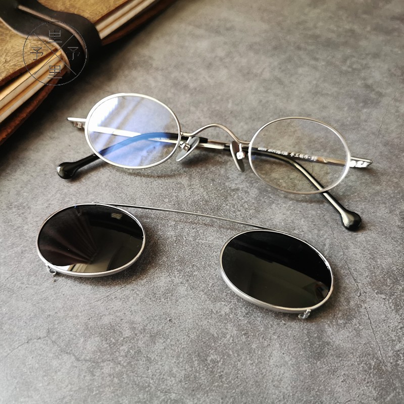 店主力荐里予纯钛超轻民国文青女超小拆卸两用近视偏光墨镜套镜男