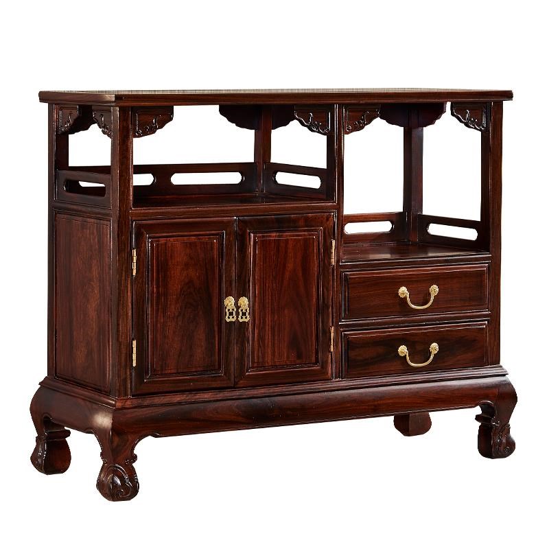 红木茶水柜黑檀黑酸枝茶水柜实木收纳柜家用餐边柜中式素面茶叶柜