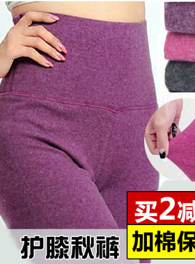 带护膝的秋裤女士薄款中年妈妈加肥加大码内穿高腰德绒保暖裤冬季
