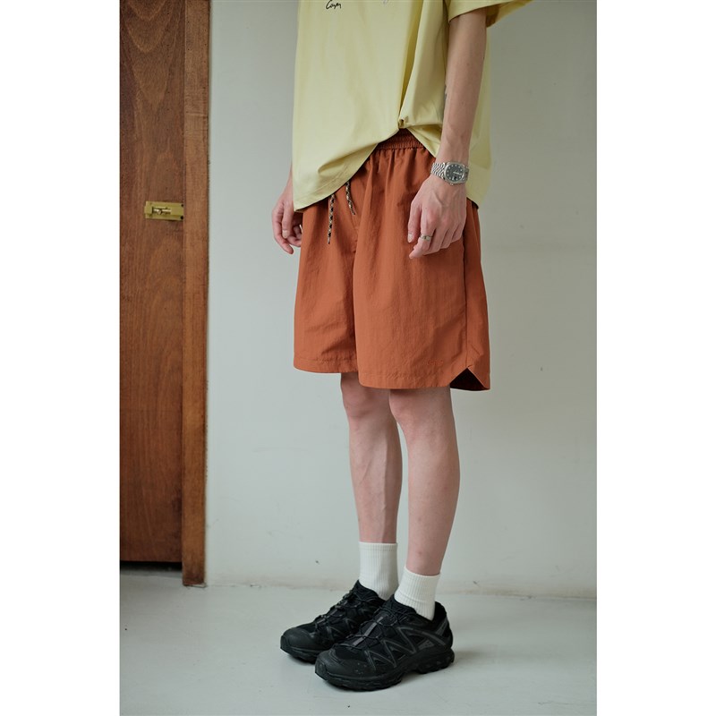 可乐生活自制 夏季薄款纯u色山系户外防泼水速干运动五分短裤男女