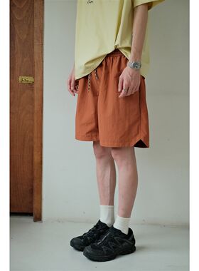 可乐生活自制 夏季薄款纯u色山系户外防泼水速干运动五分短裤男女