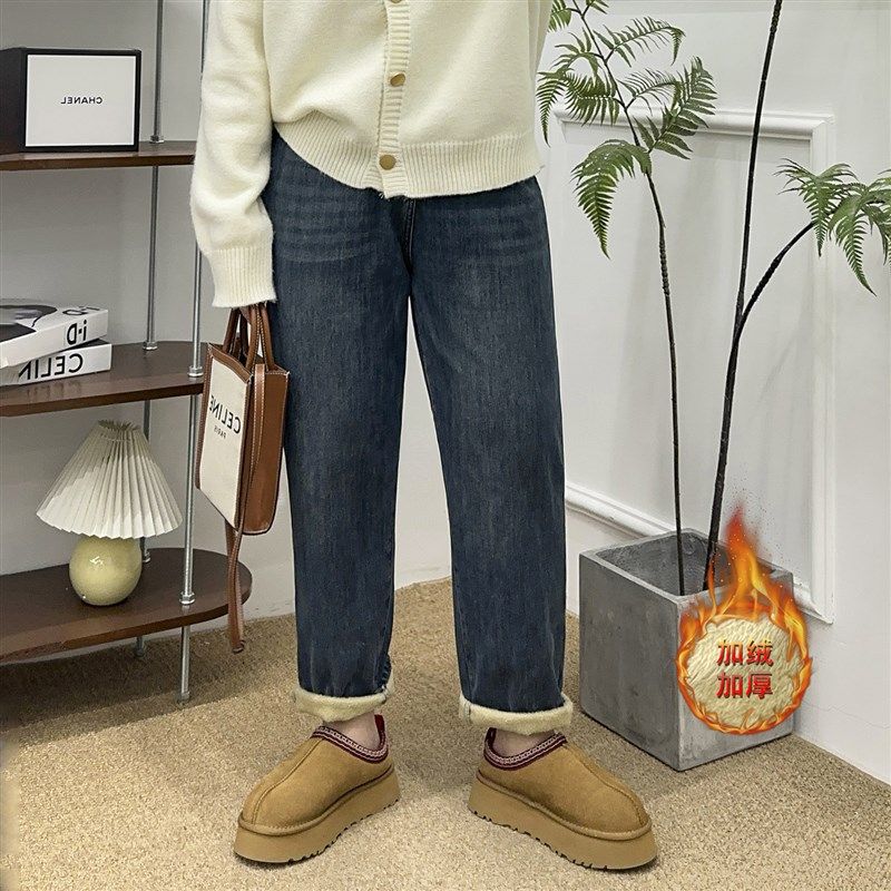 宛宛大码女装梨形身材胖mm哈伦老爹牛仔裤女秋冬高腰显瘦加绒裤子,女装/女士精品,大码裤装,淘宝优惠券,粉丝福利购,淘宝优惠卷