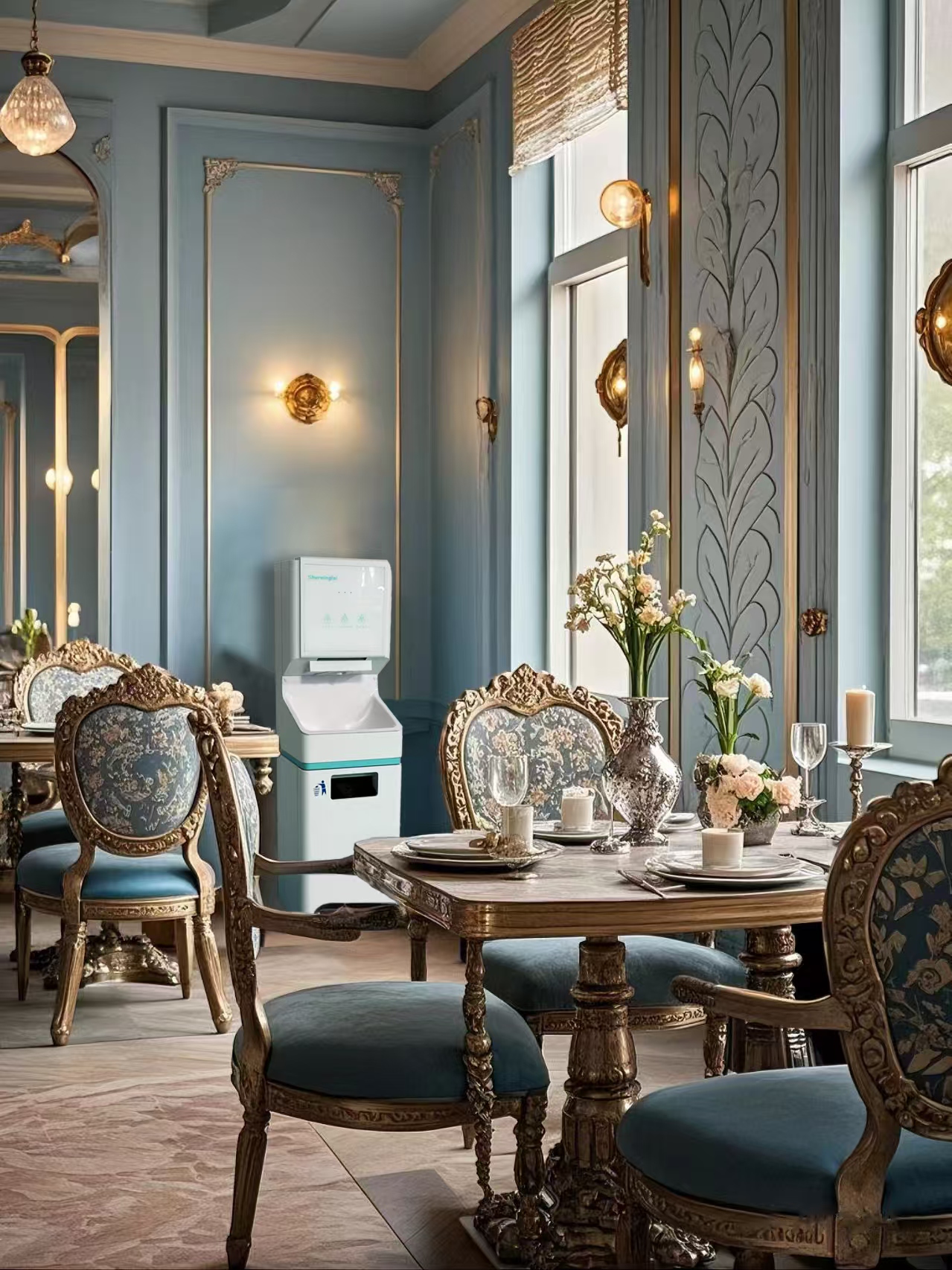 全自动手机洗涤餐厅手机洗涤泡沫机纸巾机医院餐厅可移动洗脸盆洗