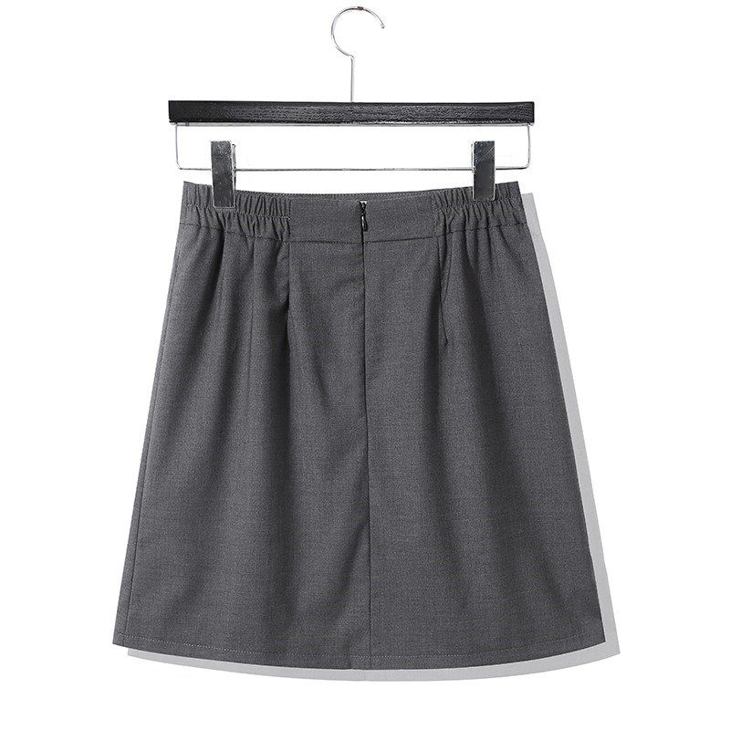 黑色松紧腰a字半身裙西装面料职业高腰显瘦正装橡筋短裙春秋厚款