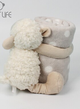 安晚 婴儿创意毛毯宝宝推车盖毯新生儿小羊抱毯公仔可爱