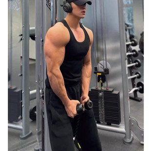 夏季偏厚款男士背心内穿纯棉粗螺纹2X2打底全棉跨栏弹力罗纹汗衫