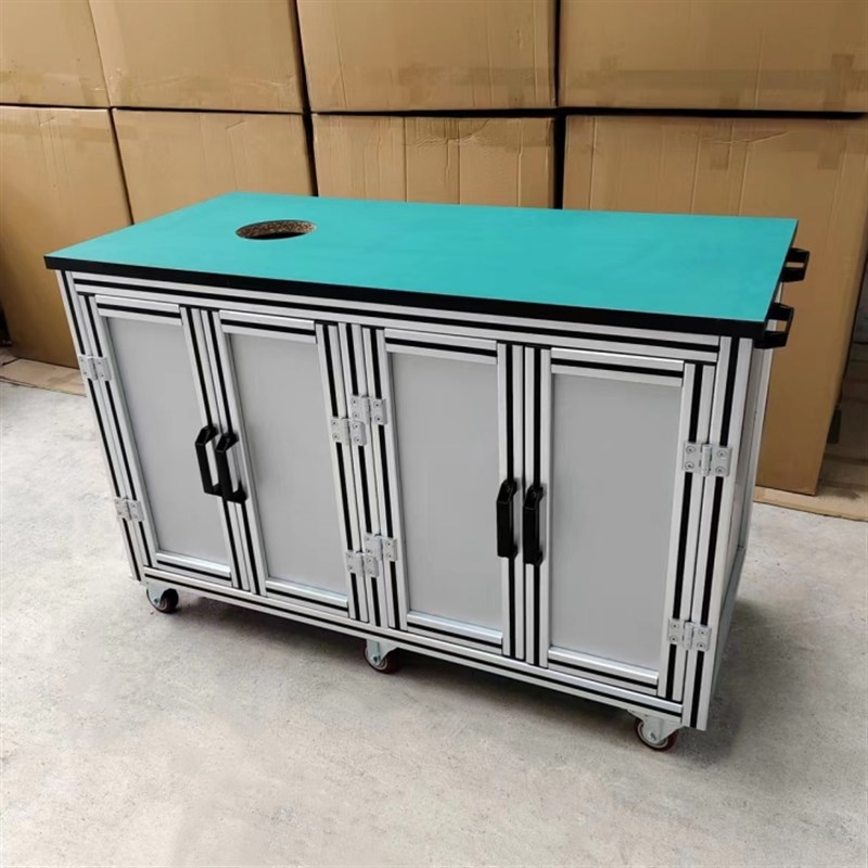 铝挤型材料工作台移动推车实验台铝合金柜子防静电实验打包桌子操