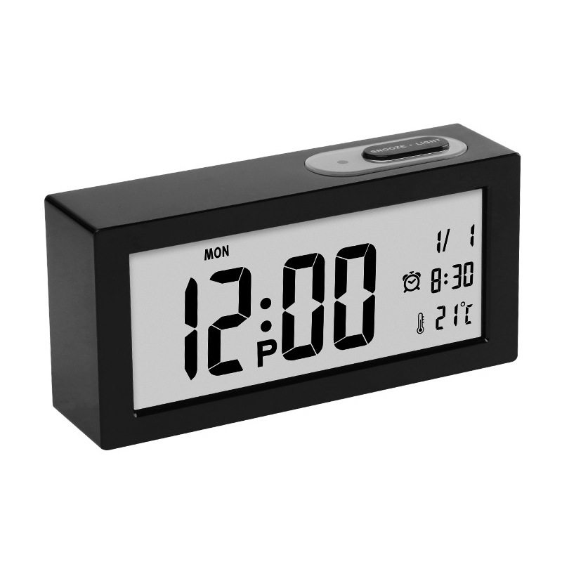 大屏幕闹钟贪睡自动夜光电子钟LCD液晶背光亮度小学生桌面台式表