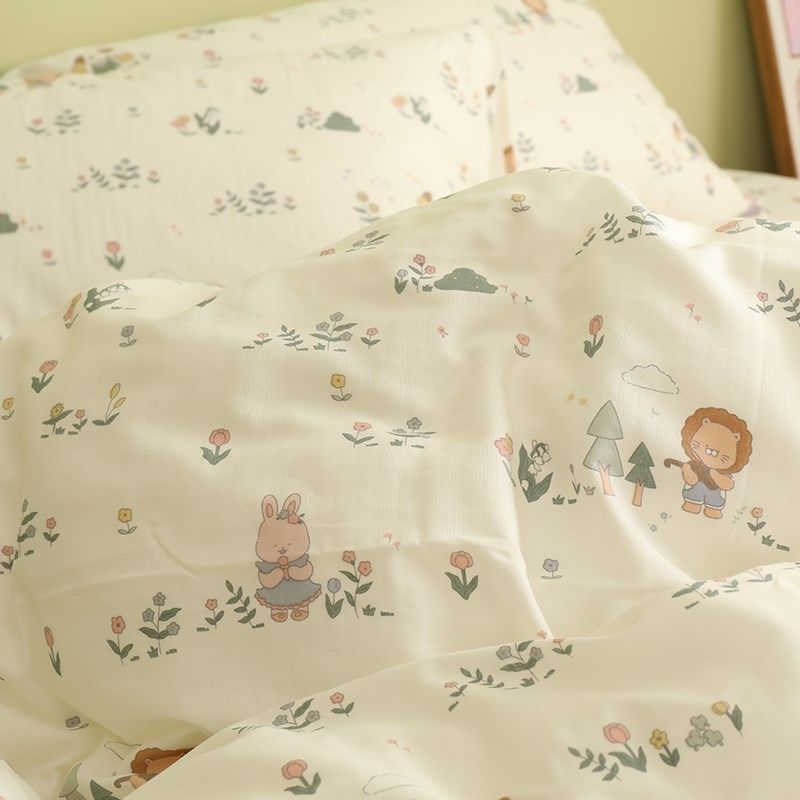 森林音乐双层纱布卡通可爱儿童枕头套全纯棉枕套一对装单个30x50,床上用品,枕套,淘宝优惠券,粉丝福利购,淘宝优惠卷