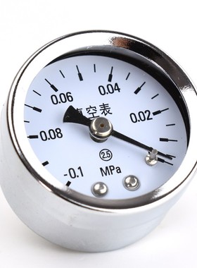 真空负压压力表Y-40Z -0.1MPa 1分银白色气压表外壳铁镀铬
