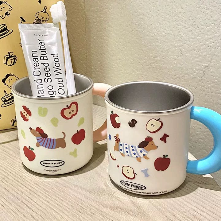 316不锈钢抗菌卡通情侣洗漱杯图片