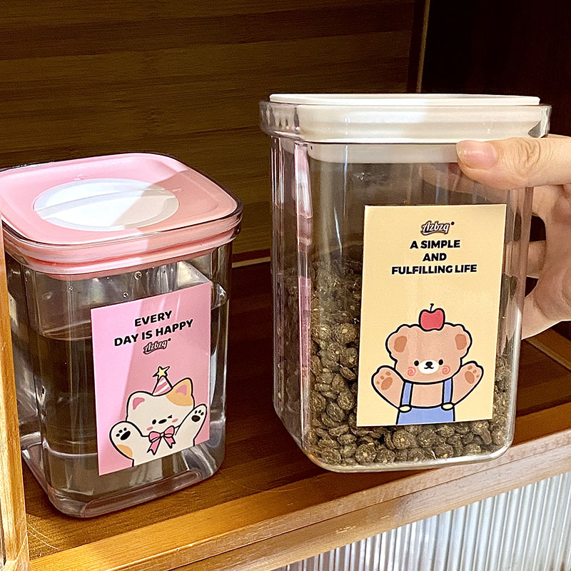 Azbzq可扣按压零食收纳盒食品级猫狗兔仓鼠密封储粮罐防潮瓶猫粮图片