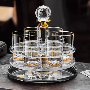 高档金箔白酒二两杯子带刻度白酒杯套装 轻奢家用50毫升烈酒杯酒具