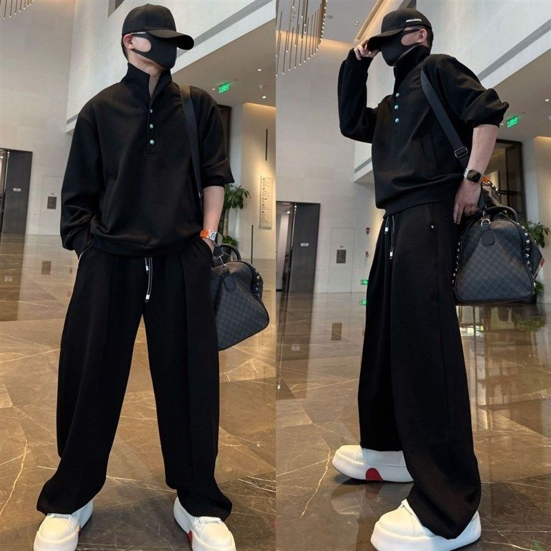 春季新款潮牌绿松石慵懒风运动套装男高级简约休闲卫衣卫裤两件套,男装,休闲运动套装,淘宝优惠券,粉丝福利购,淘宝优惠卷