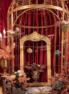 欧式铁艺超大型鸟笼婚庆装饰摆件户外落地别墅特大号摄.影道具鸟