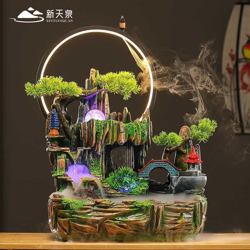 招财假山流水摆件公司前台高档装饰品客厅循环加湿器店铺开业祝福,家居饰品,流水摆件,淘宝优惠券,粉丝福利购,淘宝优惠卷