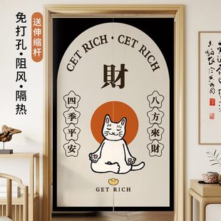 卧室家用免打孔半帘定制 简约门帘隔断帘布艺棉麻厨房遮挡帘新款