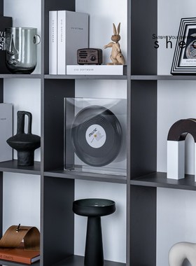 北欧风样板间家居高级感装饰品书房书架酒柜创意客厅玄关摆件组合