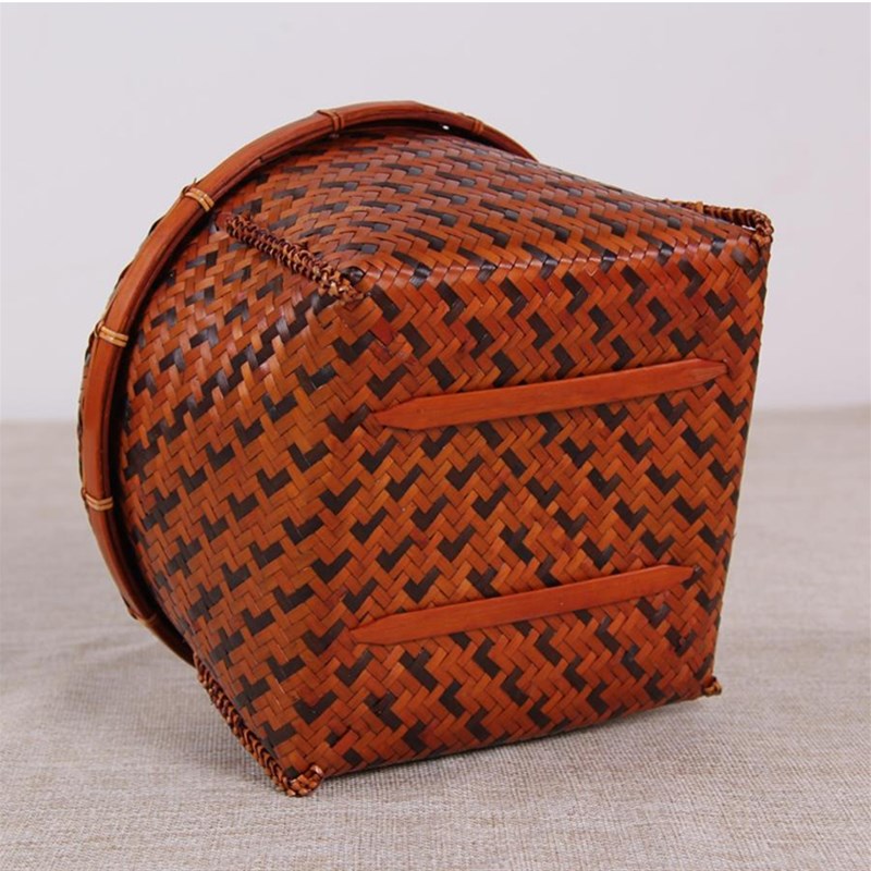 复古竹编食盒 收纳篮 茶点盘 果篮 糕点盘 普洱茶盒 茶道收纳盒