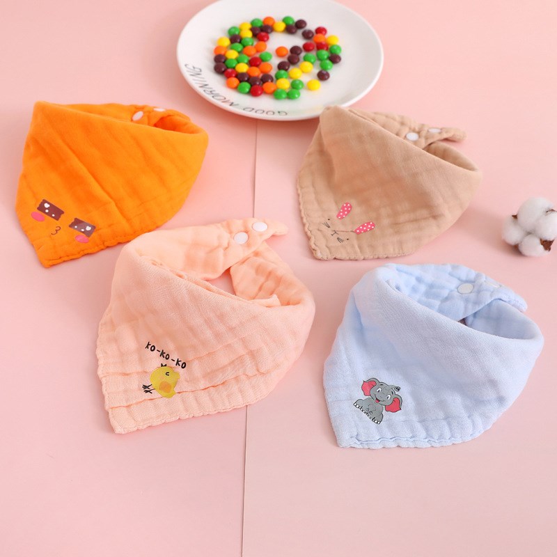 宝宝纯棉口水巾新生婴儿围嘴全棉儿童纱布男女孩按扣三角巾口水兜