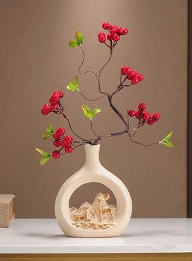 新中式陶瓷花瓶客厅插花入户玄关装饰品摆件茶桌电视柜高级感高档